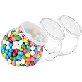 DilaBee 3 Pack Plastic Candy Jar - 48oz Round Candy Jars with Lids for Candy Buffet, Kitchen & Office Desk - Plastic Jars with Lids for Candy, Cookies & Snacks - Clear Jar with Labels BPA-Free