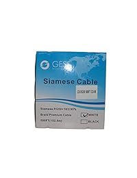 CCTVOnSales RG59 - Cable de alimentación Siamese Combo coaxial de cobre macizo negro, 20 AWG Video Plus 18 2, cable de alimentación de cobre, clasificado CMR (instalación en la pared)