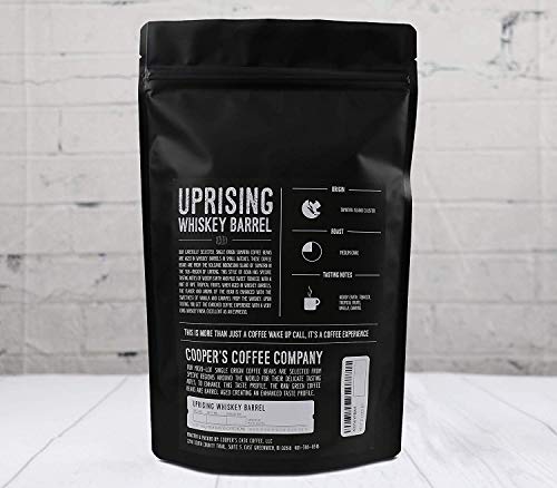 Single-Malt Whiskey Barrel Aged Coffee - Ground - Single Origin Sumatra Coffee Beans Aged in Stout Whiskey Barrels - UPRISING- 12 oz Bag