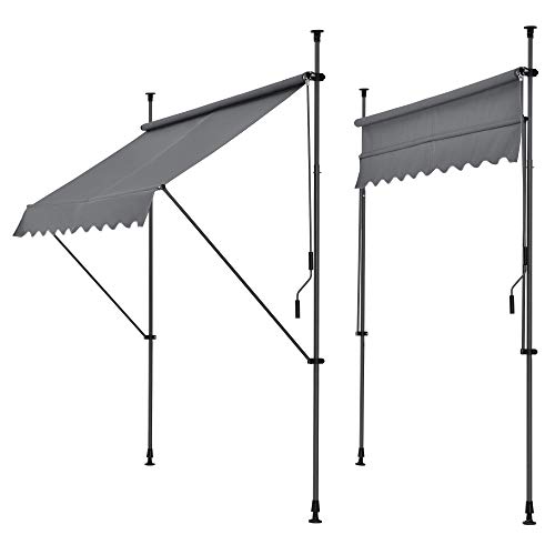 pro.tec Klemmmarkise Mittelgrau 400 x 120 x 200-300cm Markise Balkonmarkise Sonnensegel Sonnenschutz ohne Bohren – Bild 3