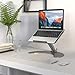 SLYPNOS Height-and-Angle Adjustable Aluminum Laptop Stand, Cooling Ventilated Laptop Platform Riser Holder with Non-Slip Pads, Front Lip for 13-17 Inches Laptop Tablet Notebook Smartphone, Silver
