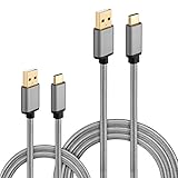 HI-CABLE, USB Type-C Charger (10ft + 3ft) Nylon Braided Fast Charging Long Cord for Google Pixel XL, Nexus 6P 5X, LG G6 G5 V20, HTC 10, Samsung Galaxy S8/S8+ Plus, Nintendo Switch, More, 2-Pack -Gray