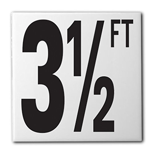 Ceramic Swimming Pool Waterline Depth Marker "3 1/2 FT" Smooth Finish, 5 inch Font