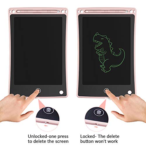 iThrough LCD Writing Tablet Drawing Tablet, 8.5-inch Doodle Board Electronic Doodle Pads Writing Board for Kids & Adults, Mini Handwriting Paper Drawing Tablet for School, Home, Office (Pink) - Thumbnail 4