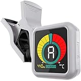 KLIQ UberTuner - Professional Clip-On Tuner for All Instruments - with Guitar, Ukulele, Violin, Bass & Chromatic Tuning Modes, White (Special Edition)