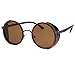 Sunclassy Metal Frame Side Shield Oval 52mm Hipster Round Sunglasses Vintage Retro Steampunk Gothic Hippie Circle Retro (Brown, Brown)