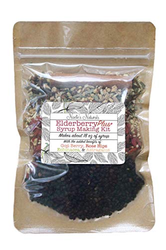 Elderberry Plus+ Syrup Making Kit - Organic Herbs - Makes 18oz - DIY - Easy to make - Just Add Your Own Honey - Black Elderberries - Goji Berries - Astragalus - Rose Hips - Cloves - Ginger - Cinnamon