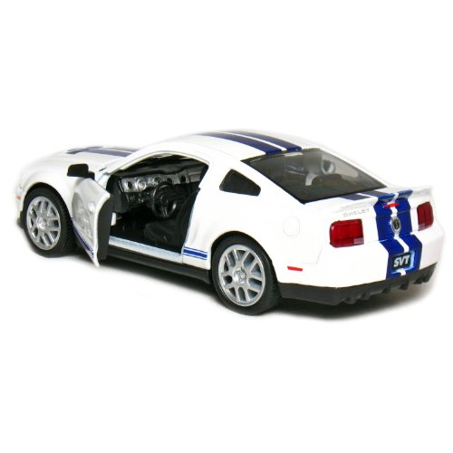 5" 2007 Shelby GT500 1:38 Scale (White/Blue Stripes) by Kinsmart