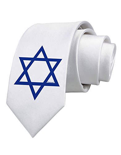 TooLoud Jewish Star of David Printed White Neck Tie