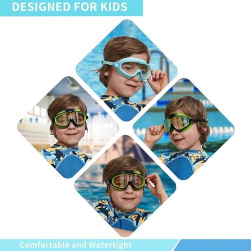 Kids Swim Goggles 2 Pack Pool Goggles Anti-Fog Anti-UV Wide View No Leaking Swimming Goggles for Children 3-14