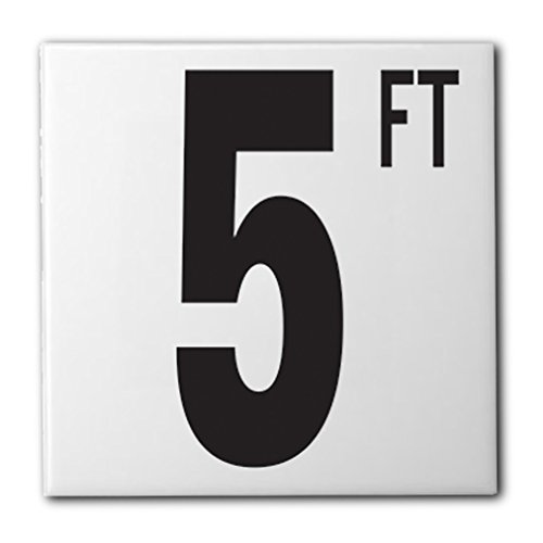 Ceramic Swimming Pool Waterline Depth Marker "5 FT" Smooth Finish, 5 inch Font