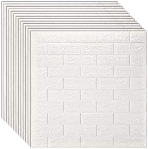 Diy立体壁紙 レンガ 防音シートウォールステッカー 3d 壁紙 軽量レンガシール 壁紙シール 3dウォールステッカー模造レンガの寝室の装飾の自己接着性の壁紙防水パネルリビングルームキッチンテレビ家の装飾 自己粘着 防水 断熱 Diyクッション シー タイル Color White