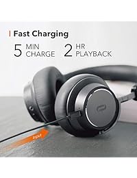TaoTronics   Auriculares inalámbricos Bluetooth con graves profundos y 25 horas de tiempo de reproducción (almohadillas de espuma viscoelástica, controladores duales de 1.575 in, botones de control de oreja)