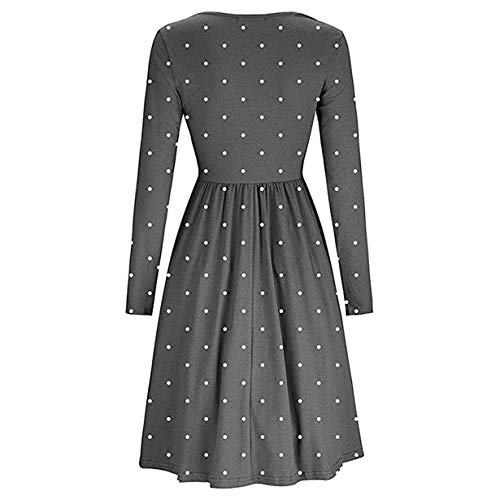 Londony ♥‿♥ Women's Casual Dot Prints Fit Flowy Simple Swing T-Shirt Loose Tunic Dress 815