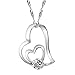 Merdia 925 Sterling Silver Necklace with AAA Cubic Zirconia Heart to Heart Pendant 18