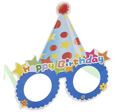 image for Blue Panda Happy Birthday Glasses - 12-Pack Paper Party Eyeglasses Fra