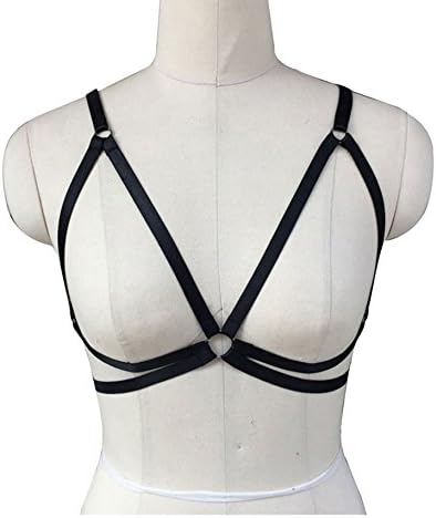 Nine Town Women's Sexy Harness Stretchy Strappy Caged Black Lingerie