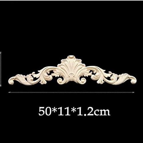 WDDqzf Ornaments Statues Decorations Figurine Sculpture Wood Carved Long Applique Frame Corner Onlay Unpainted Furniture Home Door Decor