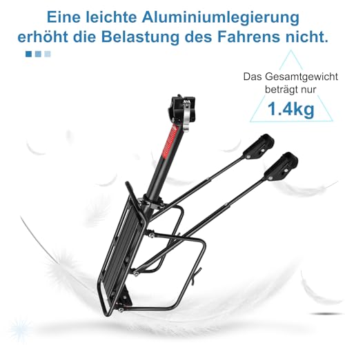 Toptrek Pannier Rack Mountain Bike for 24-29 Inch Bicycle, Universal Aluminium Alloy Pannier Rack, Load Capacity at Least 50 kg, Bicycle Rear Pannier Rack for MTB, Road Bike, EBike