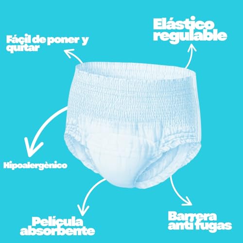 PAUSERCARE Unisex Adult Diaper Panty | Super Absorbents for Severe Incontinence | Men & Women | 15 Disposable Units | Maximum Discrete Protection | Day and Night SIZE M-L