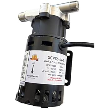 CHUGGER PUMP XCPSS-IN-1 X-DRY with Run Dry Protection, SS 115 Volt Inline Home Brewing System Beer Pump, 55