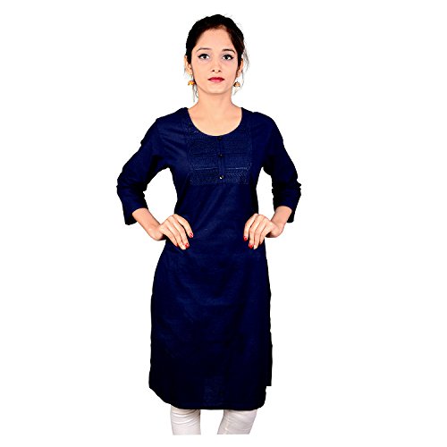 Chichi Indian Women's Kurta Kurti - Red Rayon 3/4 Sleeve Embroidered Top