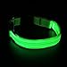 BSeen LED Dog Collar Nylon Webbing USB Rechargeable with 3 Reflective Strings Glowing Pet Safety Collars with Adjustable Buckle & D-Ring for Small Medium Large Dogs (Large, Neon Green)