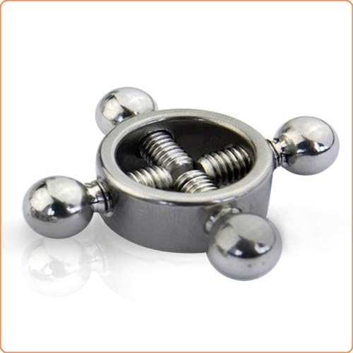 The Bondage Locker Gimp Fetish Slave Steel Rings of Fire Nipple Clamps Toys, Silver - Image 4