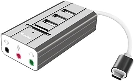 USB Sound Card, USB Type-C External Stereo Sound Adapter with 3.5mm Stereo Audio Adapter (Headphones + Microphones + Headsets),SD & Micro SD Card Reader and 3 x USB 2.0 for most PC with type c port