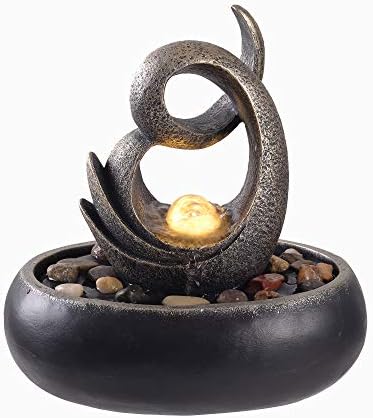 Peaktop Indoor Tabletop Zen Bowl Fountain with LED Light and Pump for ...