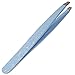 Tweezers Set of 3 Stainless Steel With Leatherette Case (Frosted Glitter Series: Blue Flat, White Pointed and Pink Slant Tip) Best for Eyebrow/Ingrown Hair - Precision Tweezer Kit