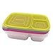 FIXBODY 3-Compartment Bento Lunch Box Containers for Kids & Adults Multi Color Containers with Lids, Set of 3