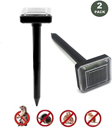 G6shopping Ultrasonic Solar-Powered Mole Repellent, Vole,Snake, Mouse Repellent Professional Waterproof Repeller Spikes for Outdoor Lawn Garden Yards
