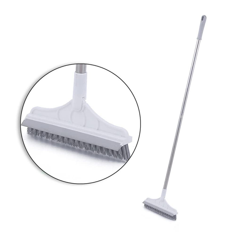 Tumnea Floor Brush with Handle, Crevice Brush for Bathroom Hard Bristle Floor Scrub Brush with Detachable Long Handle 120° Rotating Shower Floor Scrubber Cleaning Brush