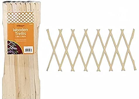 MD MUZ 3 X Garden Gardeners NATURAL Brown Coloured Wooden Expanding Expandable Wooden Garden Trellis Each Piece Expands to 180 x 30cm / 6FT X 1FT