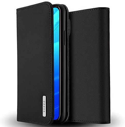 iPhone XS Max Genuine Leather Case,Radoo Luxury Genuine Leather Ultra Slim Style Flip Folio Wallet Cover with Kickstand & Magnetic Closure Shockproof Durable Case For Apple iPhone XS Max 6.5" (Black)