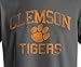 Clemson University Tigers Distressed Retro Logo Tiger Paw Ash Heather Short Sleeve T-Shirt (Charcoal, XL)