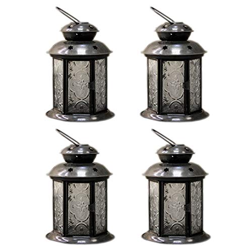 PACK-of-4-Clear-Pretty-Moroccan-Lantern-Tealight-14cm-Tealight-Candle-Holder-Clear