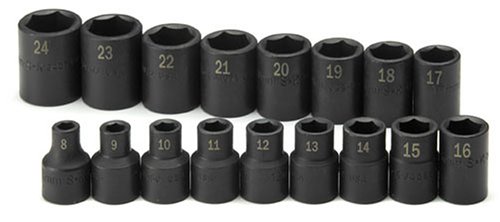 SK Hand Tools 4036 17-Piece 1/2-Inch Drive 6 Point Standard Metric Impact Socket Set