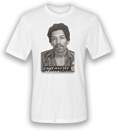 Jimi Hendrix Mugshot - Unisex Adult T-shirt (Large)