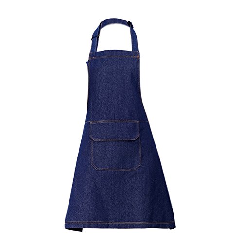 Actlati fashion denim bib apron with pocket adjustable neck strap…