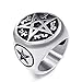 ELFASIO Men Stainless Steel Rings The Seal of Solomon Pentacle of Solomon The King Key of Solomon Seal Symbol Wiccan Jewelry
