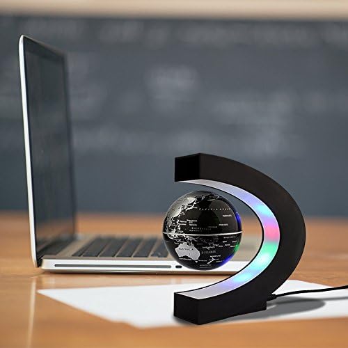 Levitating Globe With LED Lights Magnetic Field Levitating World Map Christmas Gift Home Office Desk Decoration (Gold)