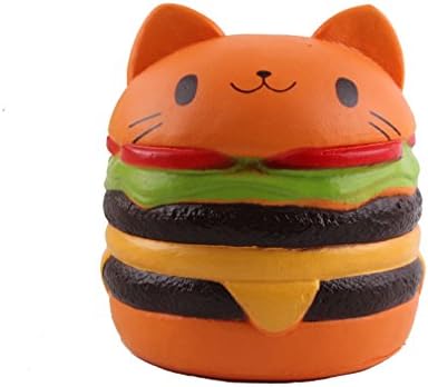 Viccent 1Pcs Jumbo Slow Rising Squishy Kawaii Cat Hamburger Bread Food Stress Relief Toys Lovely Kids Toy Decorative Props Hand Pillows