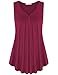 Tunic Tank, Messic Womens Sleeveless Buttons Round Neck Pleated Front A Line Flowy Tunic Shirts(XX-Large,Wine)