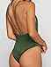 Women Monokini Swimsuits One Piece Bathing Suit Deep V Stylish Backless String (XL, Army Green)