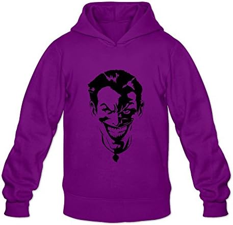 JUJ Men's Joker Face DC Cotton Long Sleeve Hoodie Purple X-Large