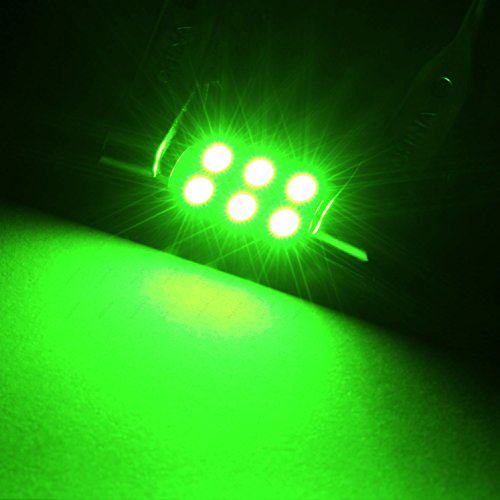 SAWE - 1.72" 42mm 6-SMD 5050 Festoon LED Bulbs For Dome Map Light 211-2 578 (8 pieces) (Green)