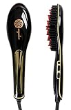 Eqoba Ceramic Hair Straightener Brush with Anti-Scald Protection and LCD Display