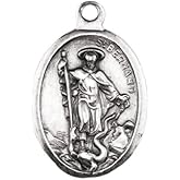 Hirten Small Oval Saint Bernard - Pray for Us Silver Oxidized Medal Charm, Pack of 5 Medals